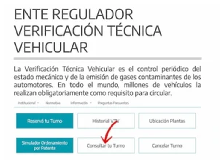 Paso 1 para consultar o cambiar el turno de la VTV en Pehuajó